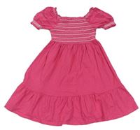 Růžové bavlněné šaty s výšivkami Mini Boden