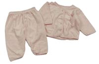 2set - Světlerůžová sametová propínací lehká mikina s výšivkou + tepláky Mothercare