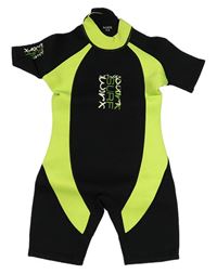 Černo-neonově žlutý neopren s nápisem