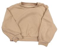 Světlehnědá žebrovaná crop mikina Next