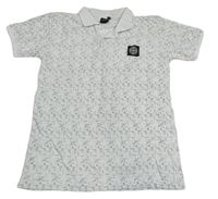 Bílé vzorované polo tričko s nášivkou Stone Island