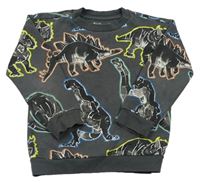 Tmavošedá mikina s dinosaury Nutmeg