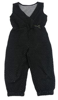 Černý puntíkatý teplákový kalhotový overal Benetton