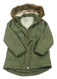 Khaki šusťáková zimní parka s kapucí s kožešinou George