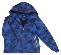 Modro-tmavomodrá army šusťáková lehce zateplená bunda s kapucí