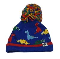 Safírová pletená čepice s dinosaury a bambulí Next