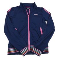 Tmavomodrá sportovní propínací mikina s nášivkou zn. Europe Kids