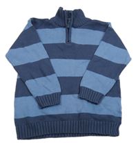 Tmavomodro-modrý pruhovaný svetr Tu