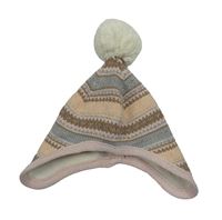 Béžovo-šedo-hnědá vzorovaná třpytivá čepice s bambulí Next