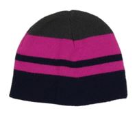 Neonově fuchsiovo-tmavošedo-tmavomodrá funkční čepice s pruhy Mountain Warehouse