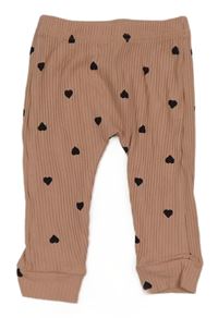 Nové - Starorůžové žebrované lehké tepláky se srdíčky Shein