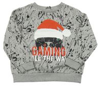 Šedá melírovaná skvrnitá mikina s čepicí a ovladačem Urban