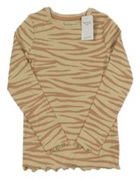 Nové - Hnědé vzorované žebrované triko Nutmeg