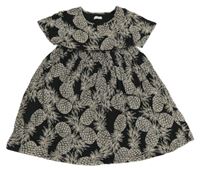 Černé bavlněné šaty s ananasy Next