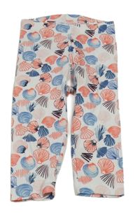 Bílé capri legíny s mušlemi Lupilu