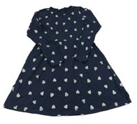 Tmavomodré bavlněné šaty se srdíčky Famy