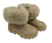 Béžové semišové kotníkové zimní boty s kožešinou River Island vel. 25,5