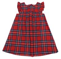 Červeno-černo-bílé kostkované třpytivé šaty s volánky H&M