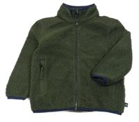 Khaki huňatá propínací funkční mikina Raga