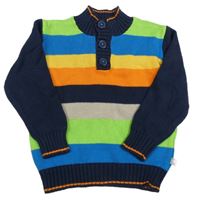 Tmavomodro-barevný pruhovaný svetr Liegelind