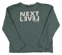 Khaki pruhovaná mikina s nápisem Yigga