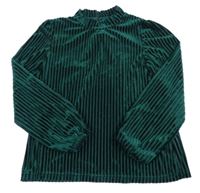 Tmavozelené pruhované sametové triko