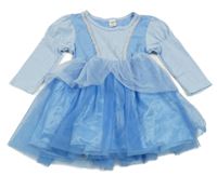 Světlemodré bavlněno/tylové šaty s třpytkami Shein