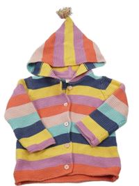 Barevný pruhovaný propínací svetr s kapucí Next