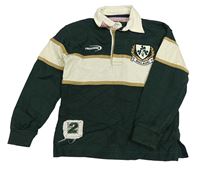 Tmavozeleno-béžové polo triko s výšivkou