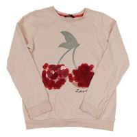 Růžová mikina s třešněmi s flitry George