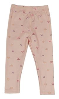 Růžové žebrované legíny s duhami Shein