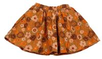 Hnědá květovaná manšestrová sukně Next