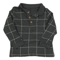 Tmavošedo-bílá kostkovaná polo mikina Tu