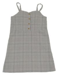 Bílo-černo-růžové kostkované šaty Primark