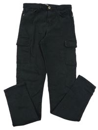 Černé skinny fit cargo high waist rifle H&M