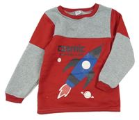 Šedo-červená mikina s raketou Kiki&Koko