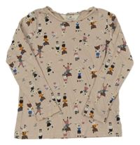 Pudrové triko s kočkami a králíky H&M