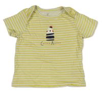 Bílo-žluté pruhované tričko s ptáčkem Mothercare