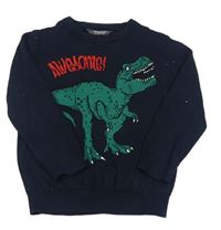 Tmavomodrý svetr s dinosaurem zn. Primark 