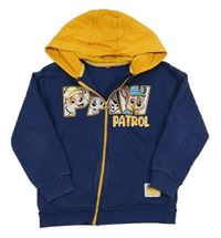 Tmavomodro-okrová propínací mikina s Paw Patrol a kapucí George