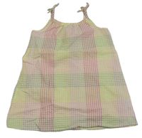 Žluto-zeleno-růžové kostkované krepové šaty Nutmeg