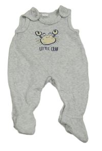 Šedé sametové dupačky s krabem a nápisem zn. Ergee