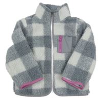 Šedo-bílá kostkovaná huňatá podšitá bunda Primark