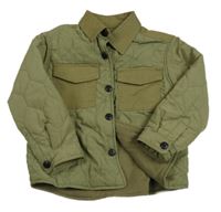 Khaki šusťáková prošívaná jarní bunda s límečkem Zara