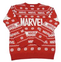 Červeno-bílý vzorovaný svetr s Marvel Marvel