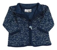 Tmavomodrá melírovaná pletená thermo propínací mikina Ergee