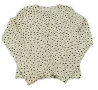 Smetanové květované žebrované triko Zara