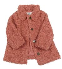 Starorůžový huňatý podšitý kabát F&F