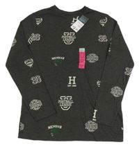 Nové - hnědé triko s nápisy Primark