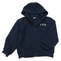 Tmavomodrá propínací mikina s nápisem a kapucí S. Oliver